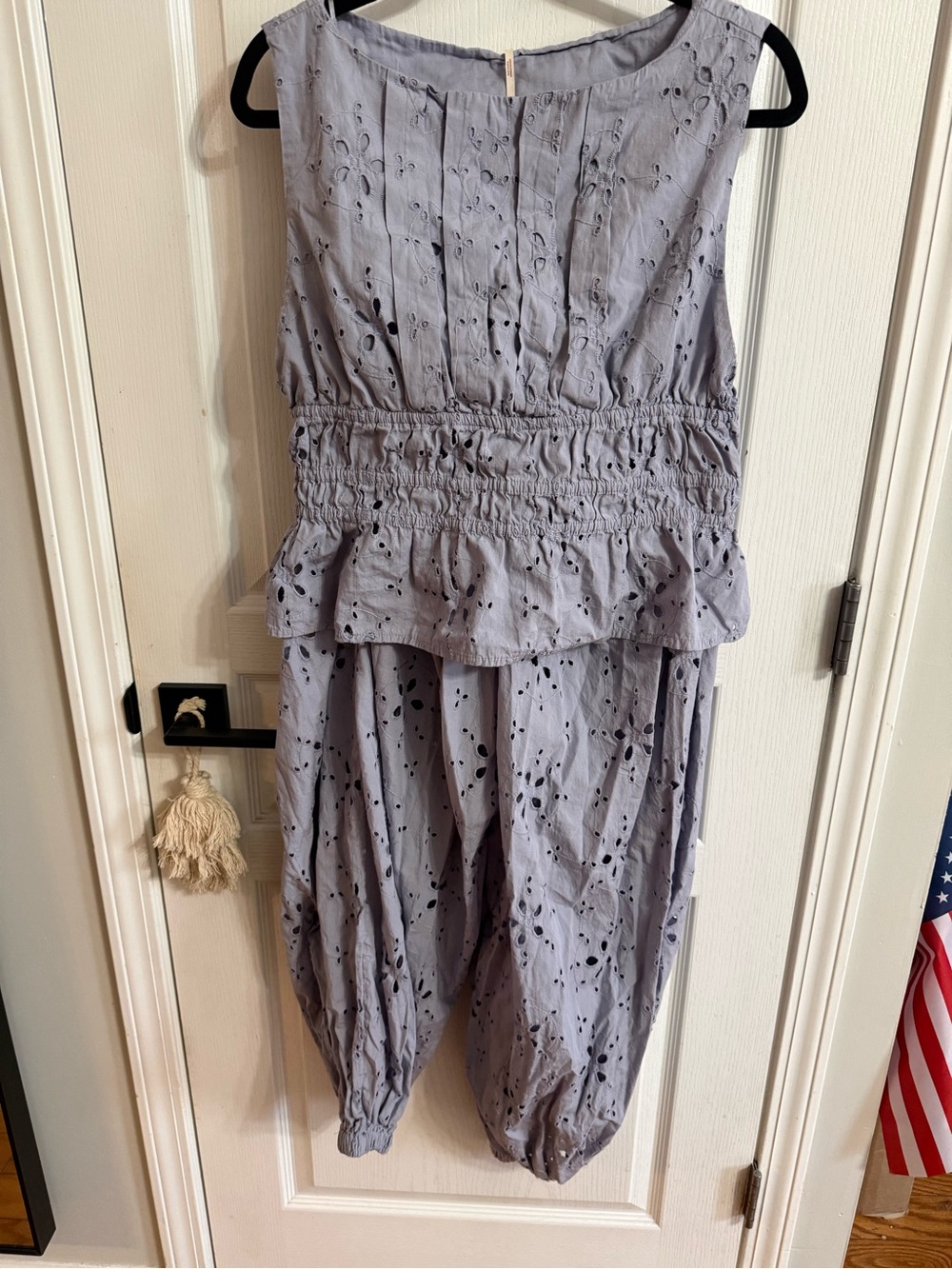 Free People Dusty Lavender Eyelet Sleeveless Jumpsuit